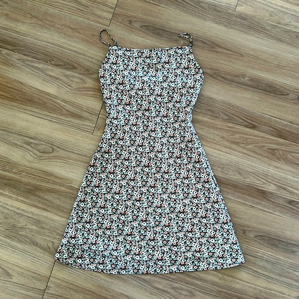 Abercrombie & Fitch Black and Pink Cowl Neck Satin Mini Slip Dress